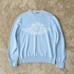 Christian Dior X Air Jordan Collab S/S 2020 Air Dior Cashmere Blend Blue Sweater